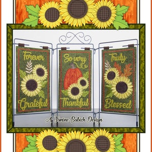 Grateful, Thankful, Blessed Table Top Display Machine Embroidery Pattern, From Janine Babich Designs BRAND NEW, See Description For Details!