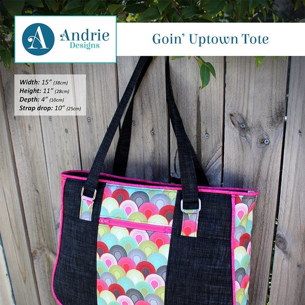 Goin Uptown Tote, Bag, Purse Sewing Pattern, From Andrie Designs BRAND NEW, Please See Description and Pictures For More Information!