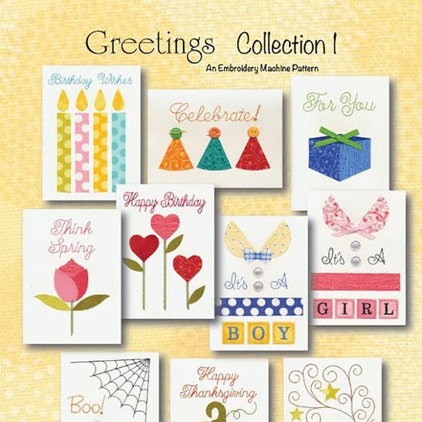 Machine Embroidery Greeting Cards Etsy