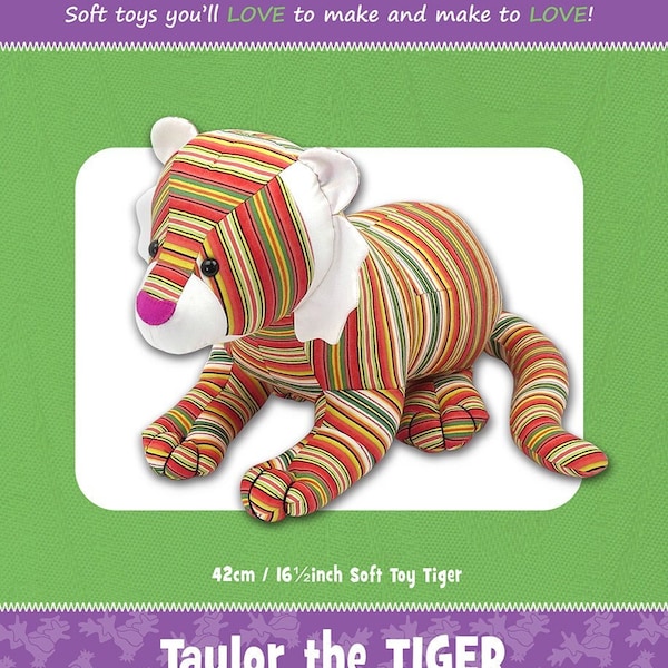 Taylor The Tiger Plush Toy Sewing Pattern From Funky Friends Factory BRAND NEW, See Description and Pictures For More Information!