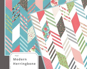 Modern Herringbone Quilt Quilting Pattern, From Lella Boutique Patterns, Please See Description and Pictures For More Information!