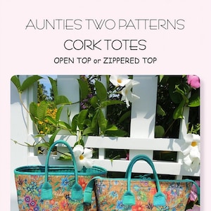Patrón de costura para bolsos, carteras y bolsos de corcho, abiertos o con cremallera, de Aunties Two Patterns ¡NUEVO! Consulte la descripción para obtener más información.