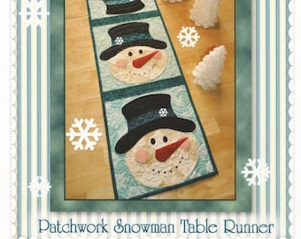 Patchwork Snowman Table Runner Quilting and Sewing Pattern From Shabby Fabrics NEW, See Description and Pictures For More Information!