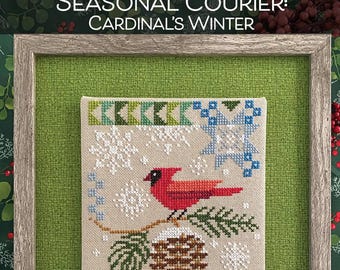 Seasonal Courier Cardinal's Winter Cross Stitch Pattern From Robin Pickens Quilt Patterns NEW,  See Description and Pictures For More Info!