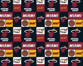 NBA Miami Heat Squares Basketball Team Cotton Fabric By The Half Yard, From Camelot Fabrics