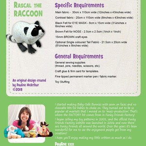 Rascal Raccoon Plush Toy Sewing Pattern From Funky Friends Factory NEW ...