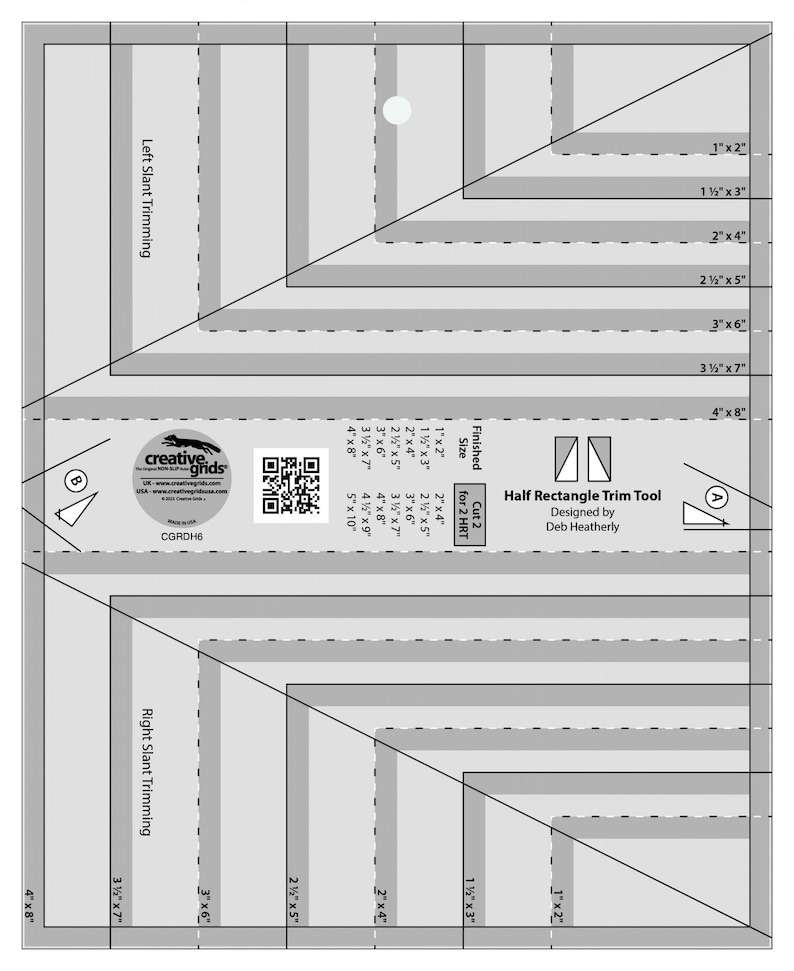 The Half Rectangle Trim Tool Quilting Tool Template Ruler From Creative ...