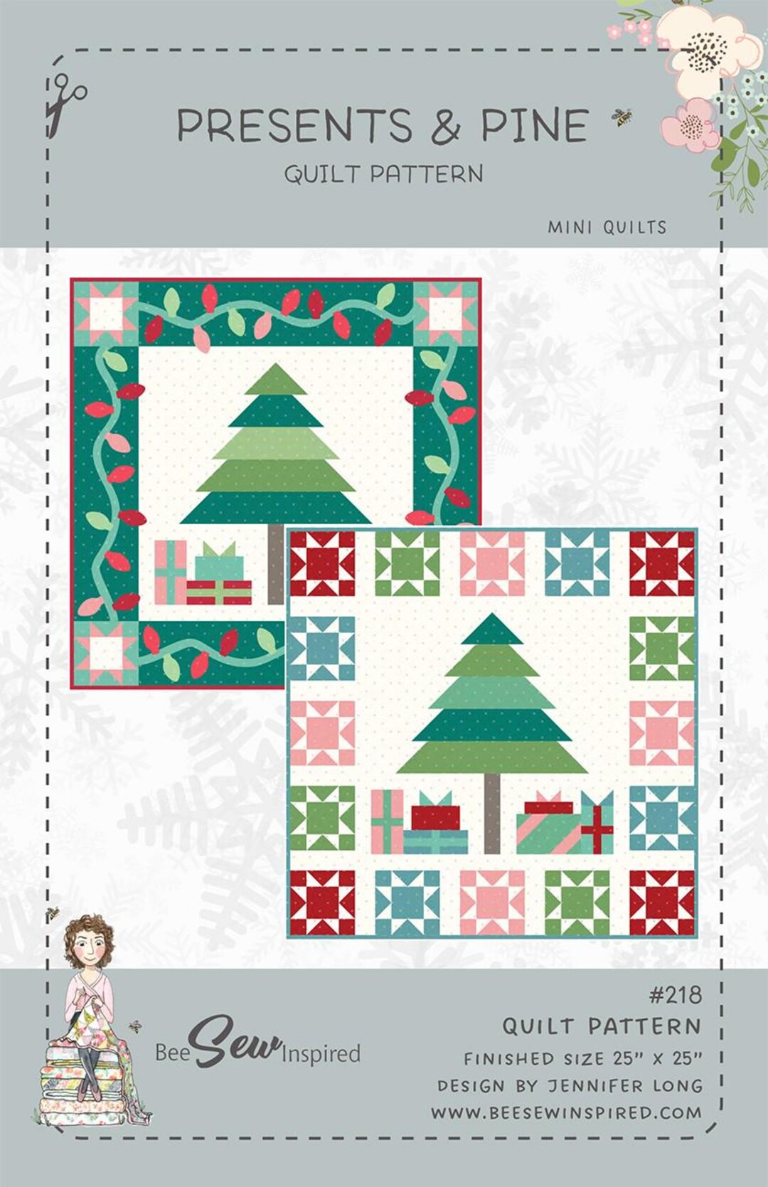 Presents and Pine Mini Quilt Quilting Pattern, From Bee Sew Inspired ...