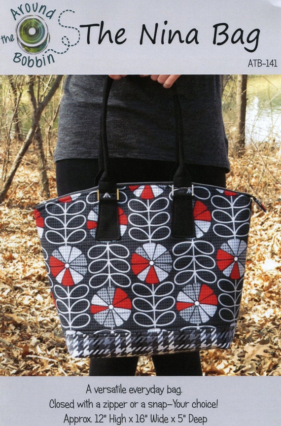 The Nina Bag Tote Purse Sewing Pattern From Around the Bobbin - Etsy