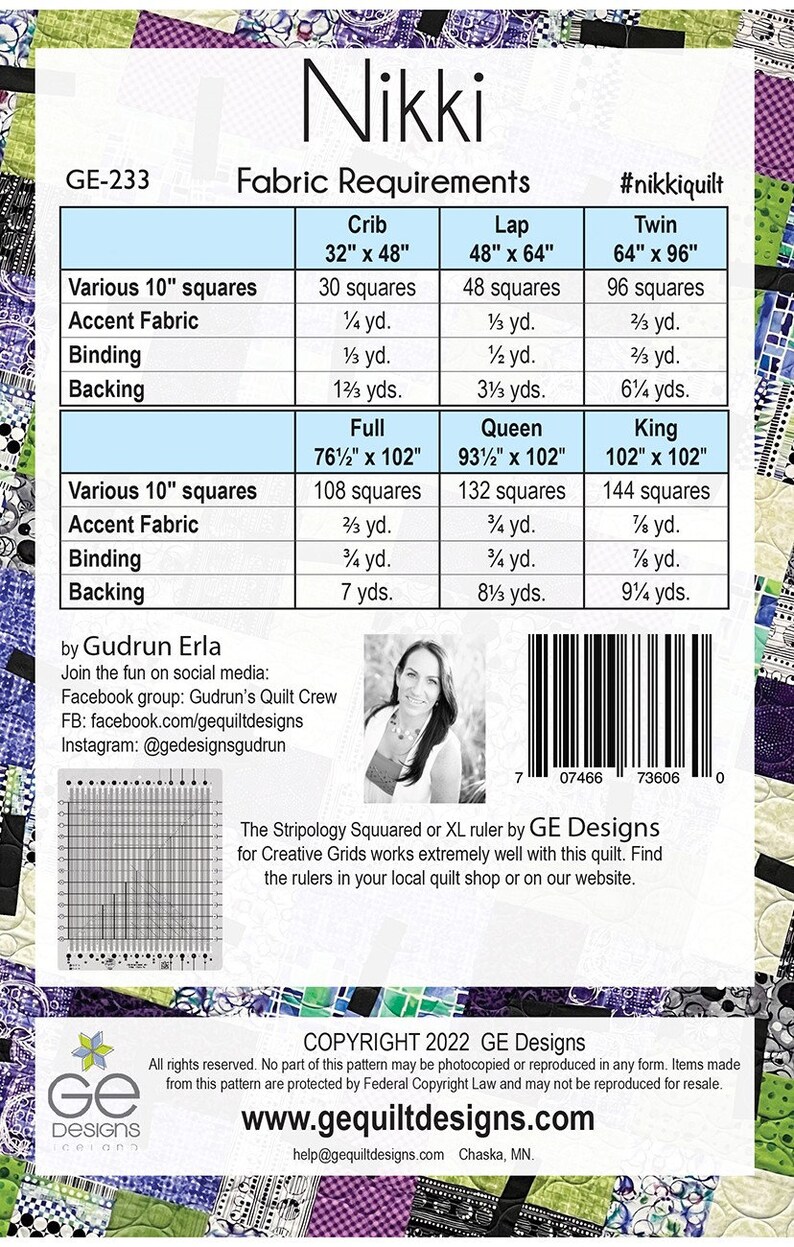 Nikki Quilt Quilting Pattern From G.E. Quilt Designs BRAND NEW, Please ...