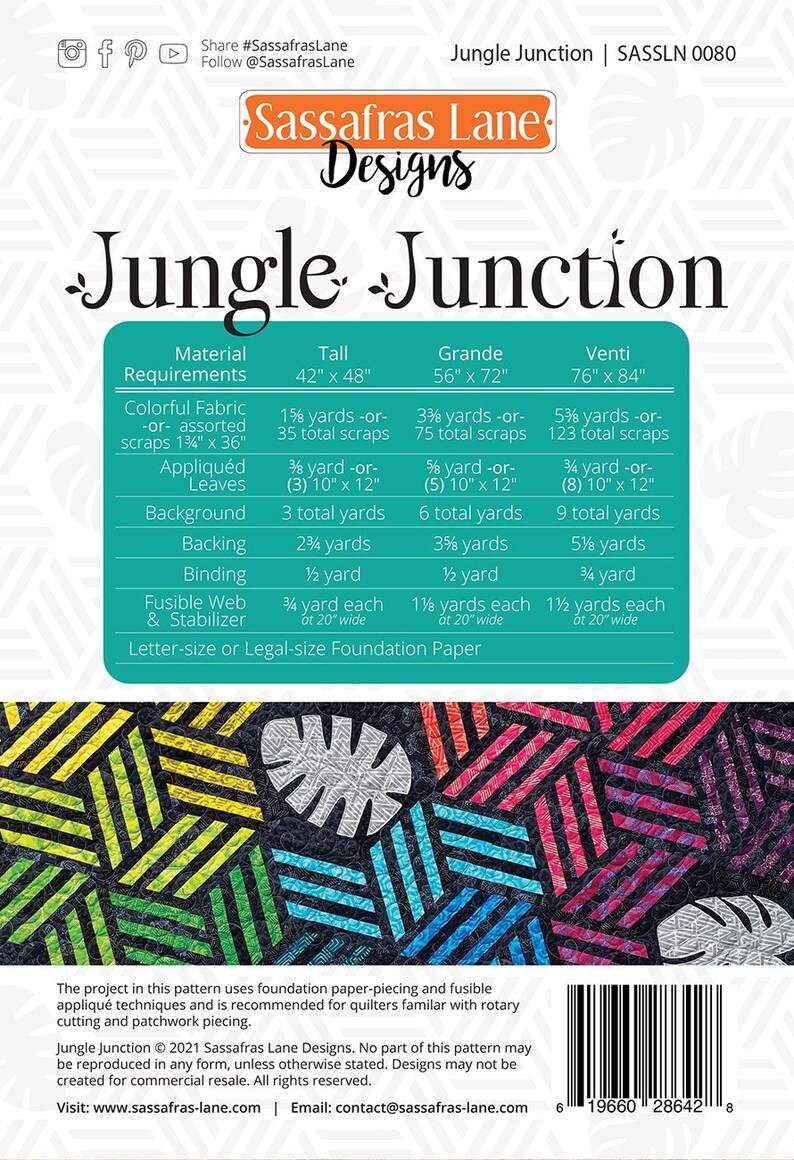 Jungle Junction Quilt Quilting Pattern by Sassafras Lane Etsy