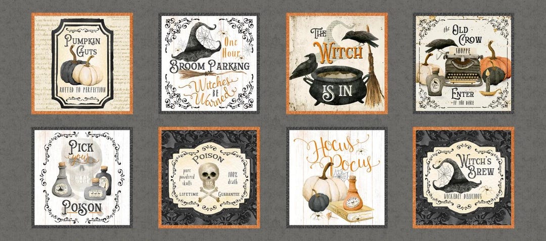 Hocus Pocus Blocks Panel on Woven Cotton Fabric, Priced by the 20 Inch ...