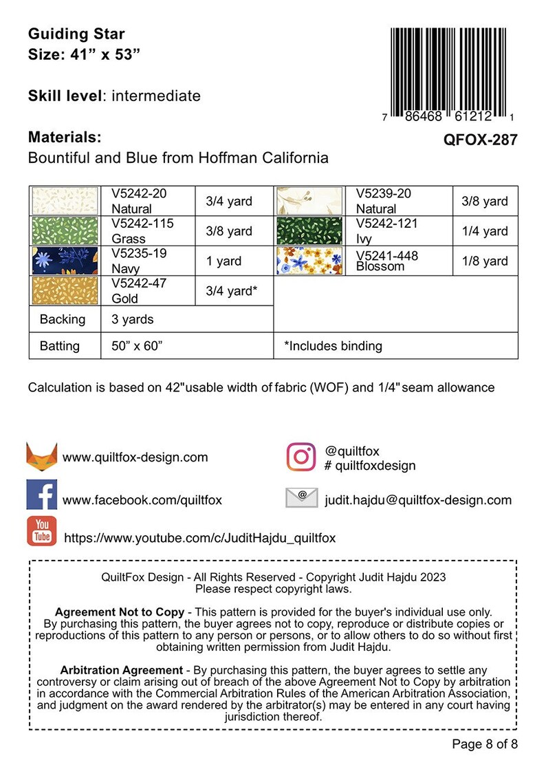 Guiding Star Bountiful and Blue Quilt Quilting Pattern, From Quiltfox ...