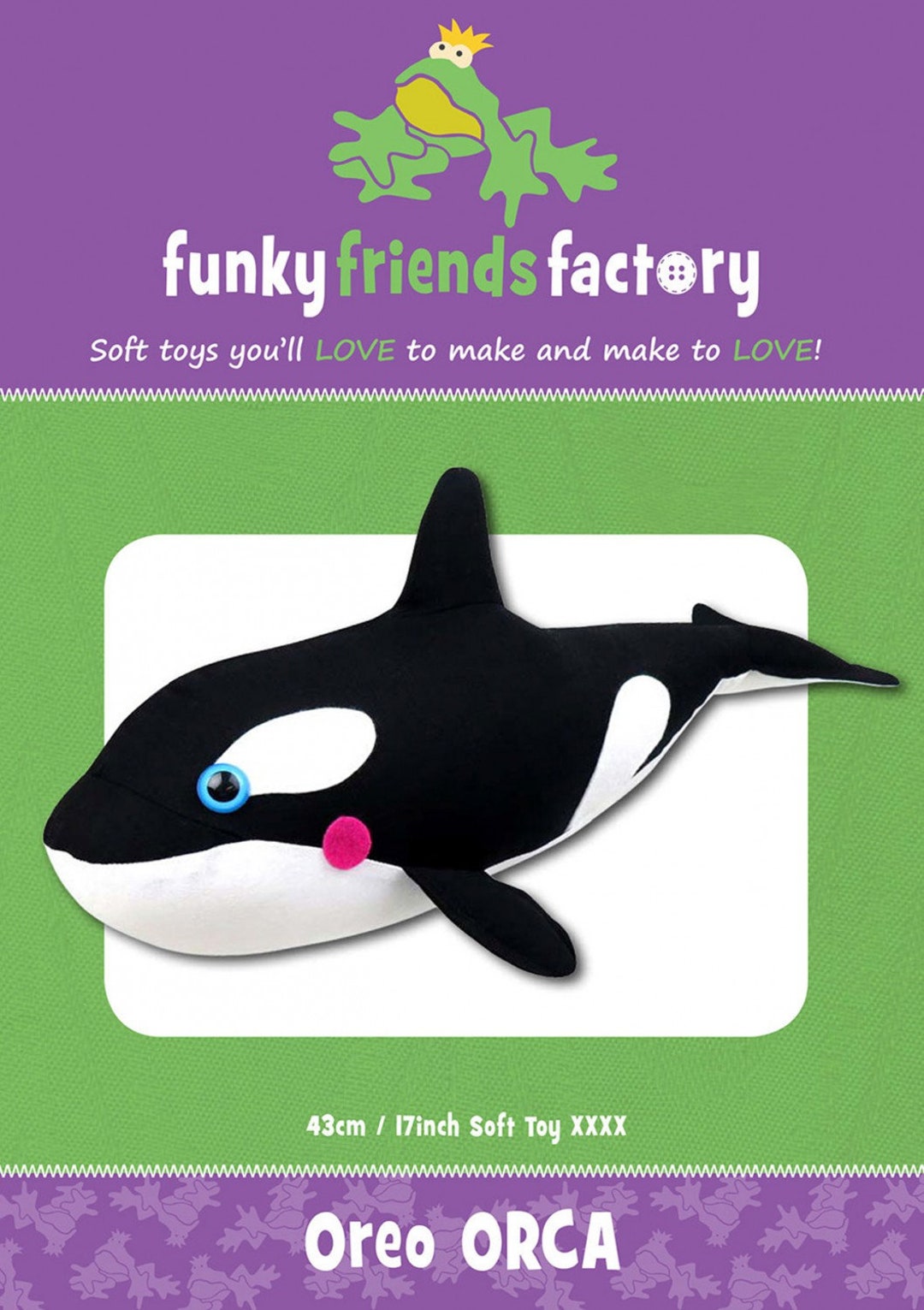 Oreo Orca Killer Whale Plush Toy Sewing Pattern From Funky Friends