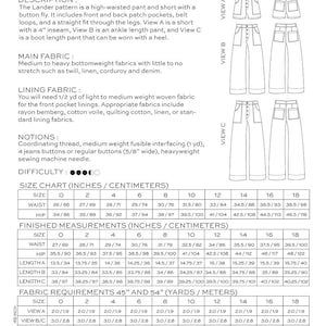 Lander Pant and Short Sewing Pattern, Make Sizes 0-18, From True Bias ...