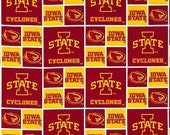 Purchase Any Length Iowa State University Cyclones Football Patchwork Cotton Fabric Priced By The HALF Yard, From Sykel Enterprises NEW