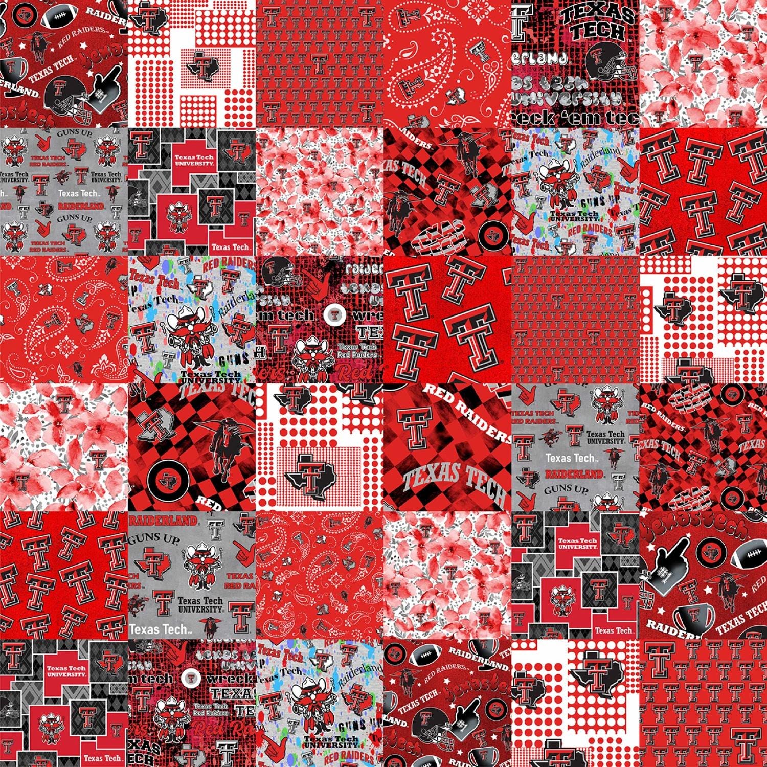 NCAA Texas Tech University Red Raiders Cheater Quilt Cotton Fabric