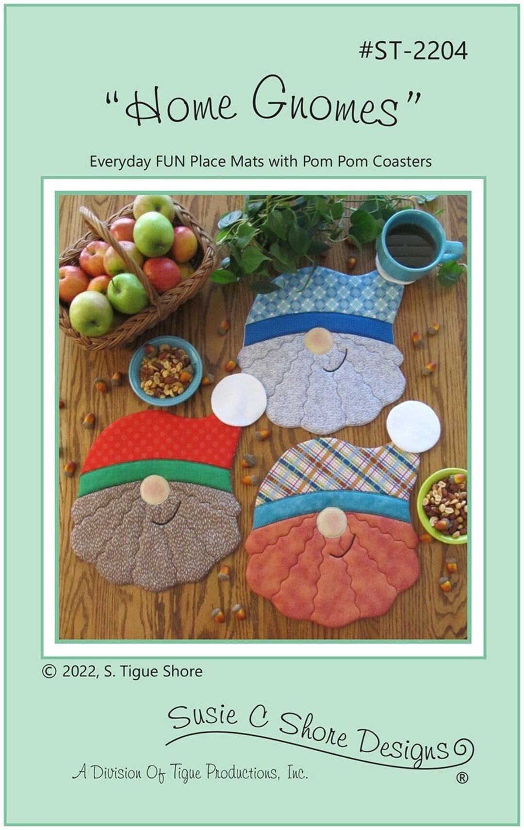 Home Gnomes Placemats Sewing Pattern, From Susie C. Shore Designs BRAND