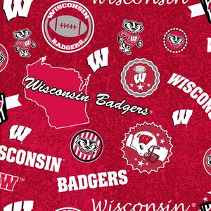 The University of Wisconsin Badgers Home State Cotton Fabric Sold By The Half Yard, From Sykel Enterprises NEW
