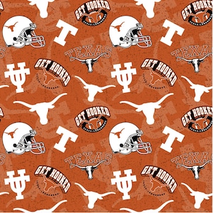 The University of Texas Longhorns Tone On Tone Orange Cotton Fabric Priced By The HALF Yard, From Sykel Enterprises NEW, See Description!