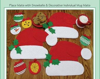 Santa's Hat Place Mats Sewing Pattern, From Susie C. Shore Designs Brand NEW, Please See Description and Pictures For More Information!