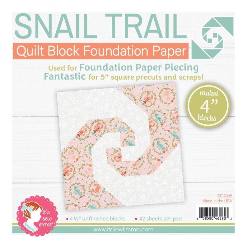 Snail Pattern Blocks 4 Inch Snail Trail Quilt Block Foundation Paper, Used for Paper Piecing ...