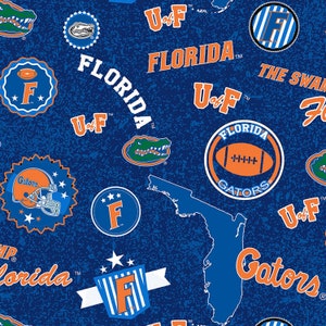 The University Of Florida Gators Home State All Over Cotton Fabric Sold By The Half Yard, From Sykel Enterprises NEW