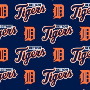 MLB Detroit Tigers All Over Baseball Team Cotton Fabric Priced By The HALF Yard, From Fabric Traditions NEW