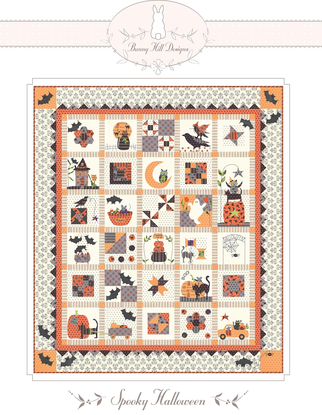 Spooky Halloween Quilt Quilting and Applique Pattern From Bunny Hill ...