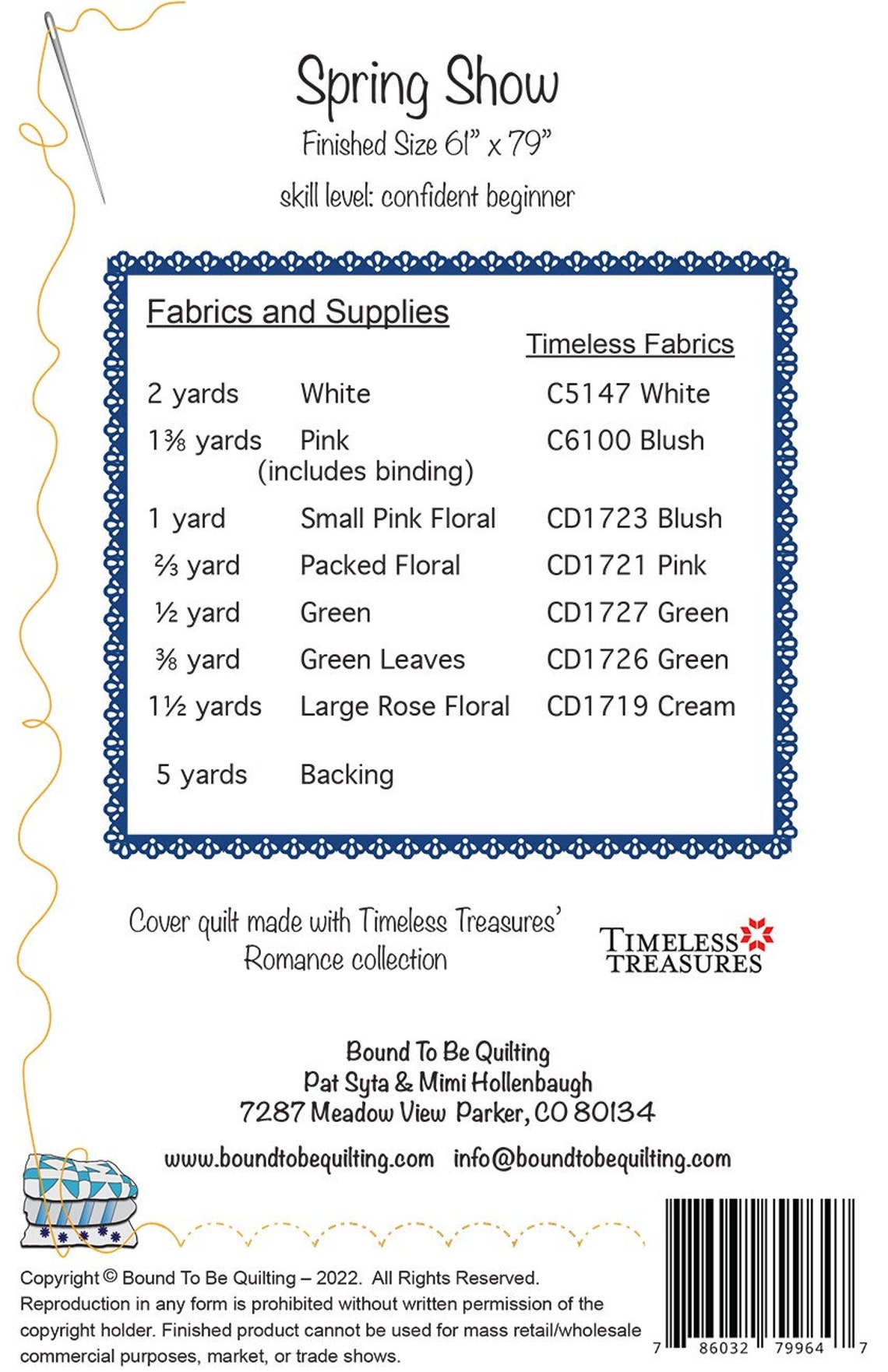 Spring Show Quilt Pattern Spring Show Quilt Quilting Pattern, From Bound to Be Quilting NEW ...