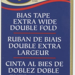 May include: Yellow bias tape, extra wide and double fold, by Wrights. The package includes 3 yards of tape, which is 0.5 inches wide, and 12.7 mm wide. The product is labeled PC206.