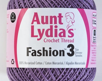Aunt Lydia&#39;s Crochet Thread Size 3, 100% mercerized cotton. 3 ply, 9 Different Colors To Choose From, Coats & Clark NEW, See Description