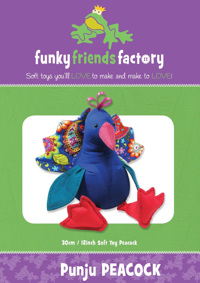 Punju Peacock Plush Toy Sewing Pattern From Funky Friends | Etsy