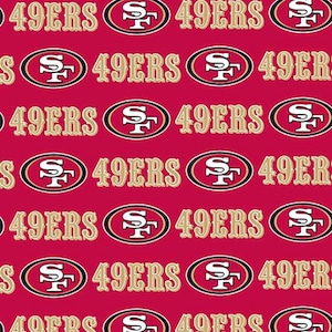 NFL San Francisco 49ers Football Team Woven Cotton Fabric Priced By The HALF Yard, From Fabric Traditions NEW, Please See Descrption!