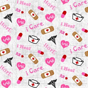 Nurses RN First Responders Toss On Woven Cotton Fabric, Priced By The HALF Yard From Sykel Enterprises NEW, Please See Description!