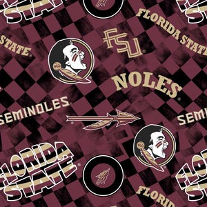 NCAA Florida State University Seminoles Check Allover Woven Cotton ...