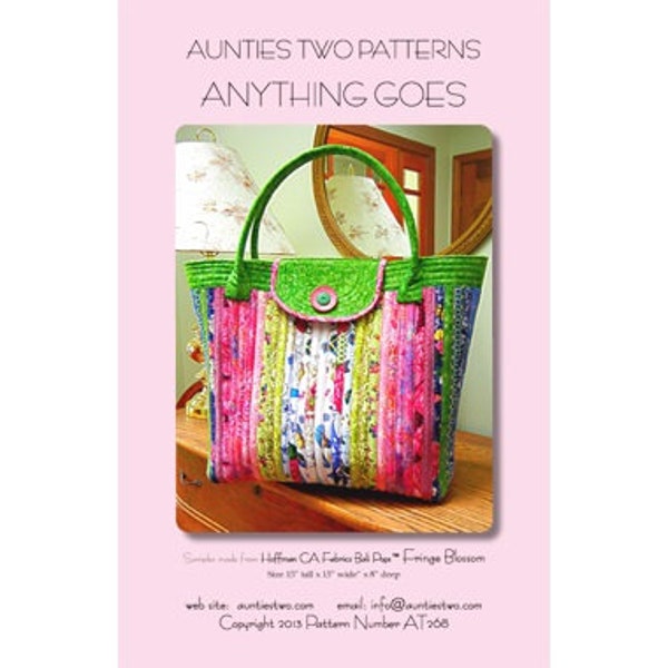 Anything Goes Bag, Purse Sewing and Quilting Pattern, From Aunties Two Patterns, Please See Description and Pictures For More Information!