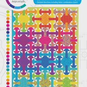 May include: A colorful quilt with a geometric pattern in shades of blue, purple, pink, orange, and green. The quilt measures 56" x 74". The word "Labyrinth" is displayed on the bottom of the quilt.