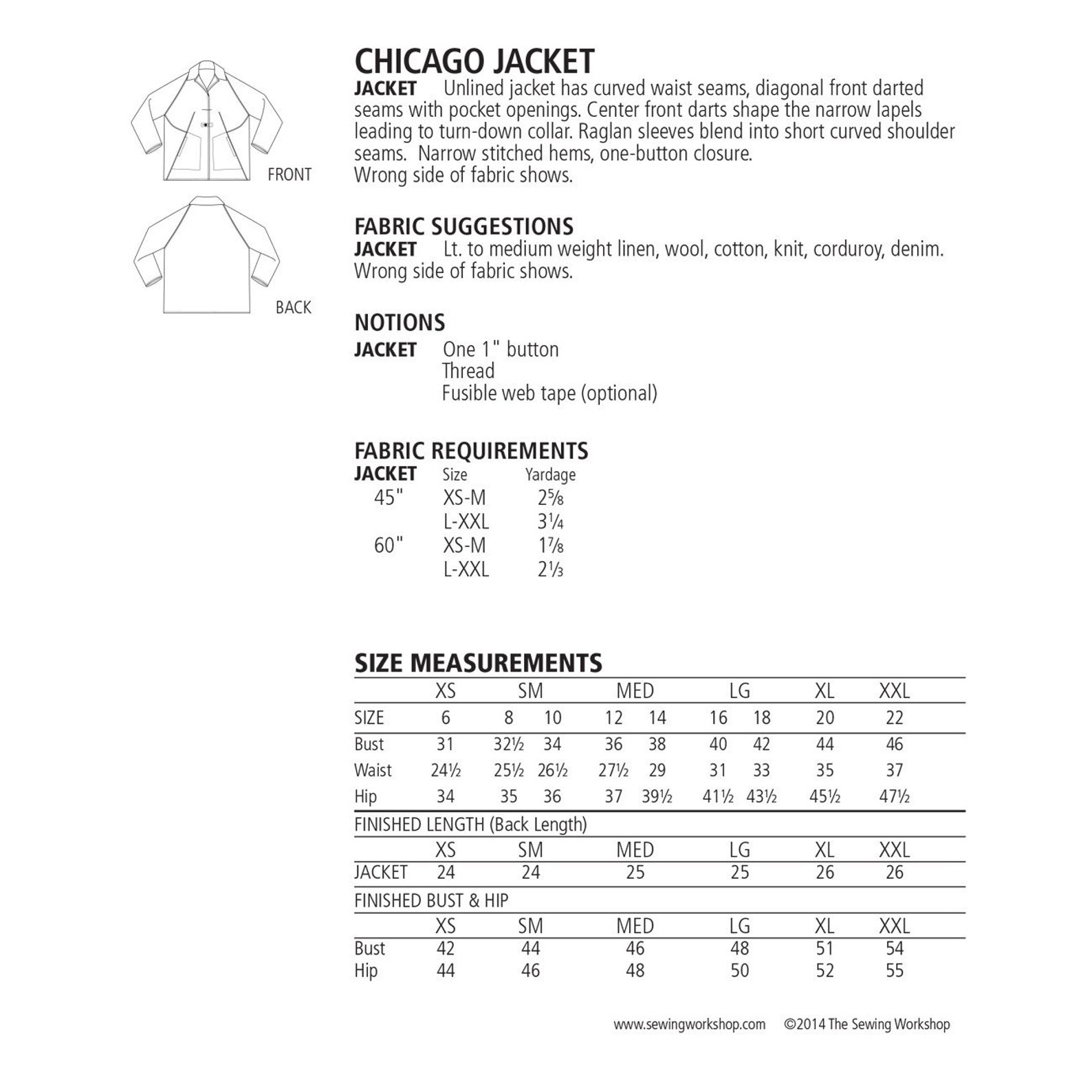 The Chicago Jacket Sewing Pattern Sizes XS-2XL From The | Etsy