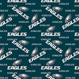 NFL Philadelphia Eagles All Over Football Team, Woven Cotton Fabric Priced By The HALF Yard, From Fabric Traditions NEW, See Description!