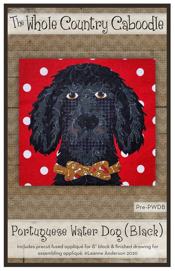 Portuguese Water Dog Black Applique Kit From the Whole Country
