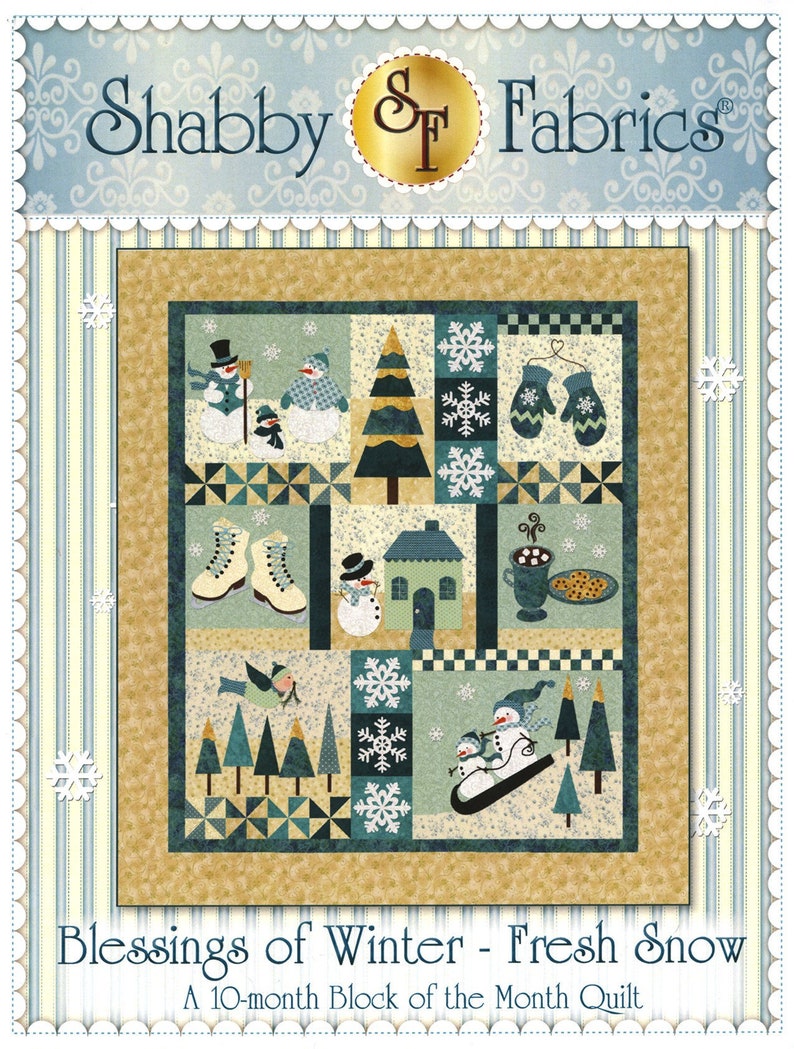 Blessings of Winter Fresh Snow BOM Quilt Quilting Pattern From Etsy