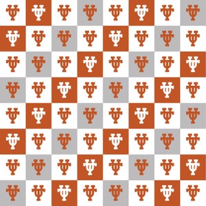 The University of Texas Longhorns Checkerboard Cotton Fabric Priced By The Half Yard, From Sykel Enterprises NEW