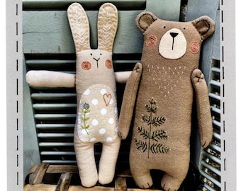 Forest Friends Bear and Bunny Sewing Pattern, From Heart To Hand BRAND NEW, Please See Description and Pictures For More Information!