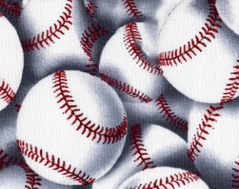 All-Star Sports White Baseballs Allover Packed On Woven Cotton Fabric From Timeless Treasures Sold By The Half Yard NEW