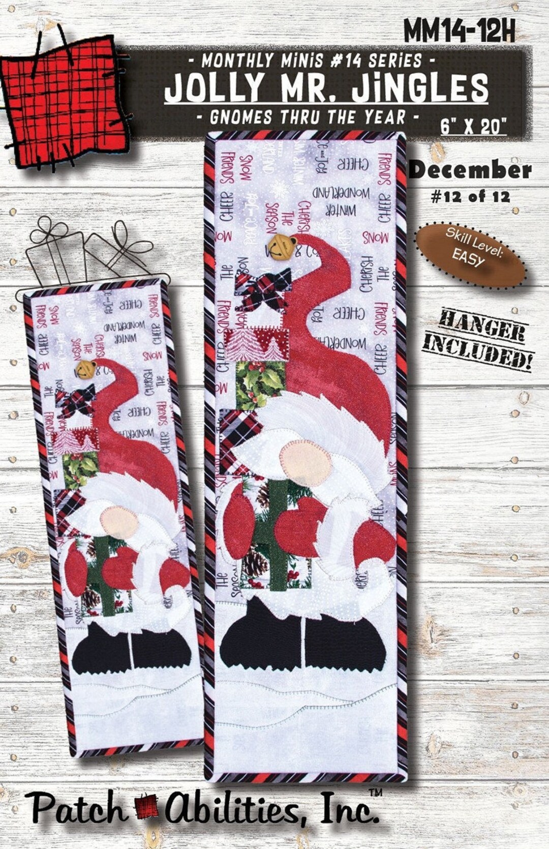 Jolly Mr. Jingles December Wall Hanging Pattern, Includes Hanger From