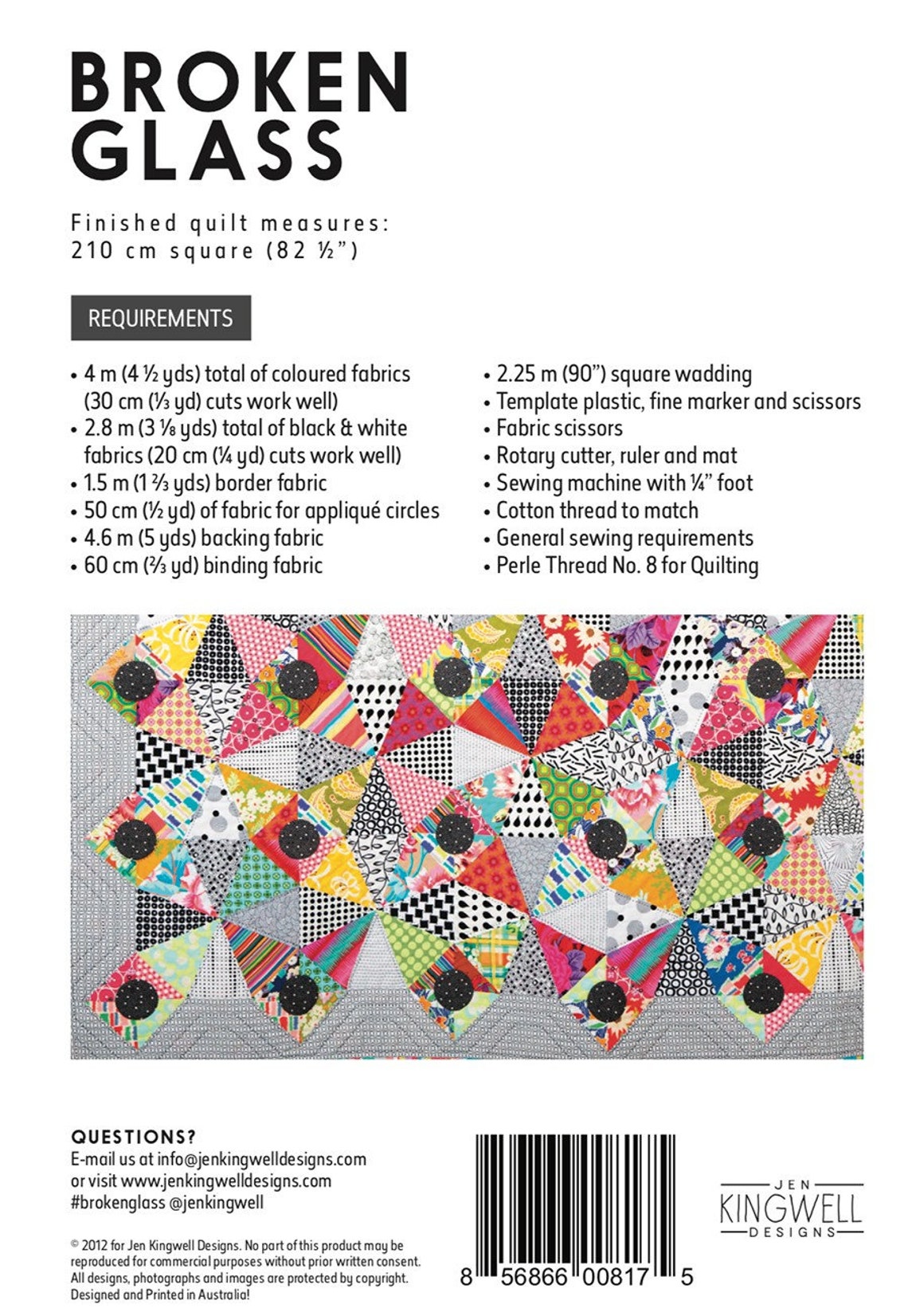Broken Glass Quilt Quilting Pattern From Jen Kingwell Designs Etsy