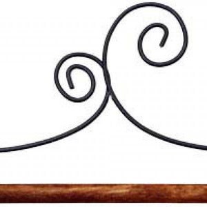 12 Inch Double Scroll Shaped Project Holder or Quilt Hanger Dark Gray Metal with Wooden Dowel From Ackfeld Manufacturing BRAND NEW
