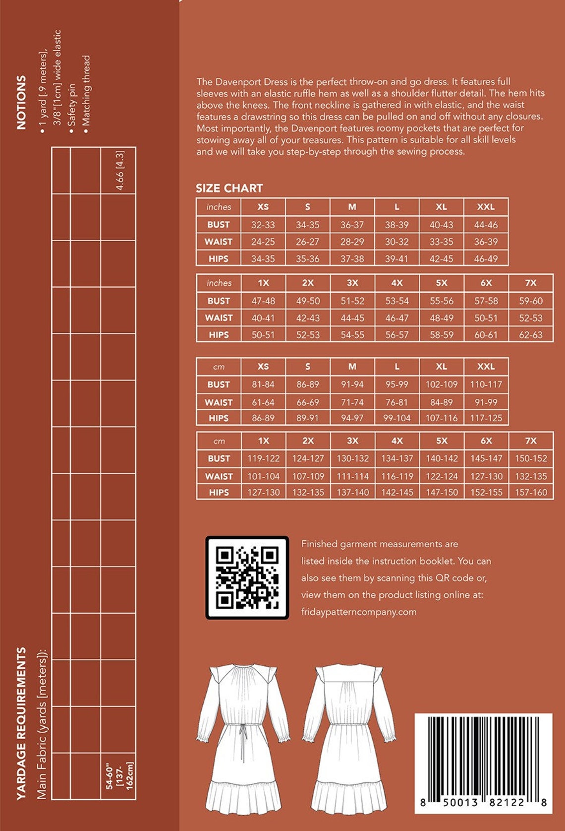 The Davenport Dress Sewing Pattern Size XS7X From Friday Etsy