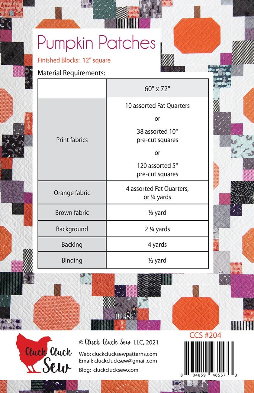 Pumpkin Patches Quilt Quilting Pattern From Cluck Cluck Sew Patterns ...